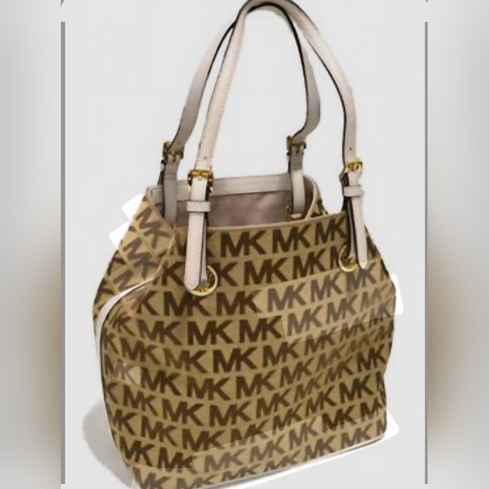 Michael Kors Tan and Brown Logo Tote Bag